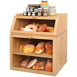 X-Cosrack Large Bread Box Storage With Clear Window And Adjustable Compartments