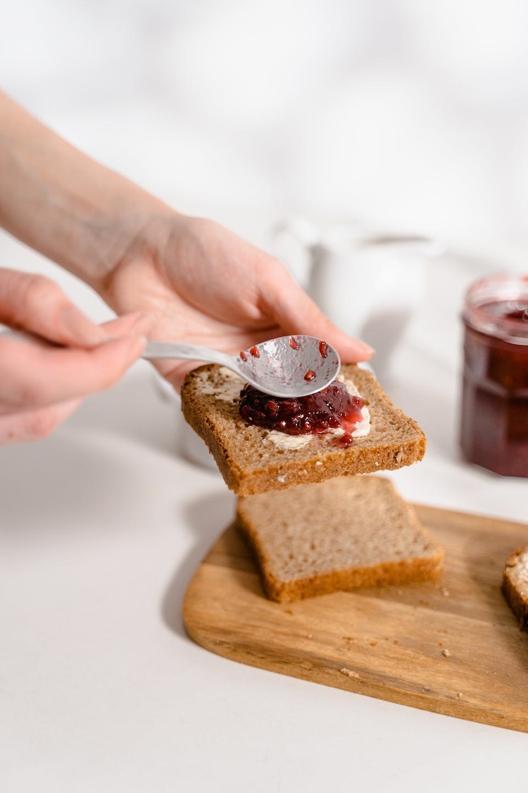 Jam Recipe - Homemade Blackberry Jam and Cream Cheese Sandwich